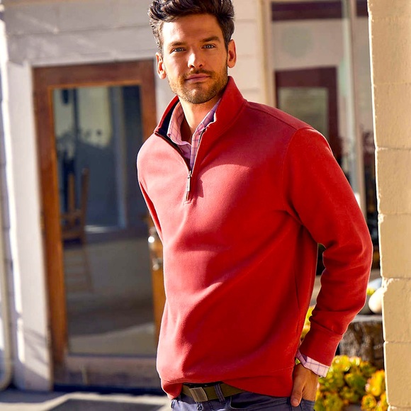 Lands’ End Bedford Rib Quarter Zip Sweater Nautical Red M - Picture 8 of 8